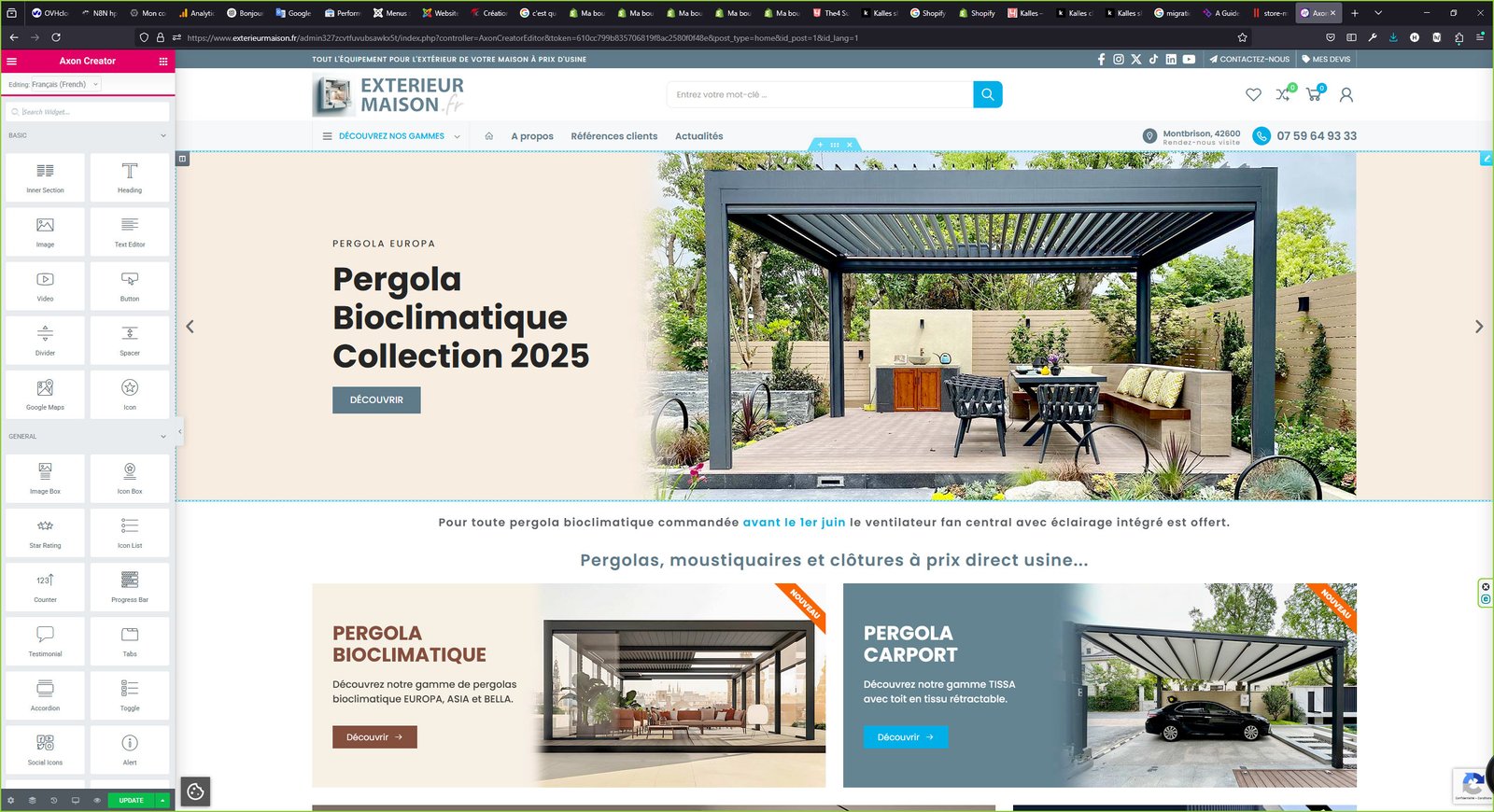 Edition d'un thème PrestaSHop avec Axon Creator l'éditeur référence basé sur Elementor