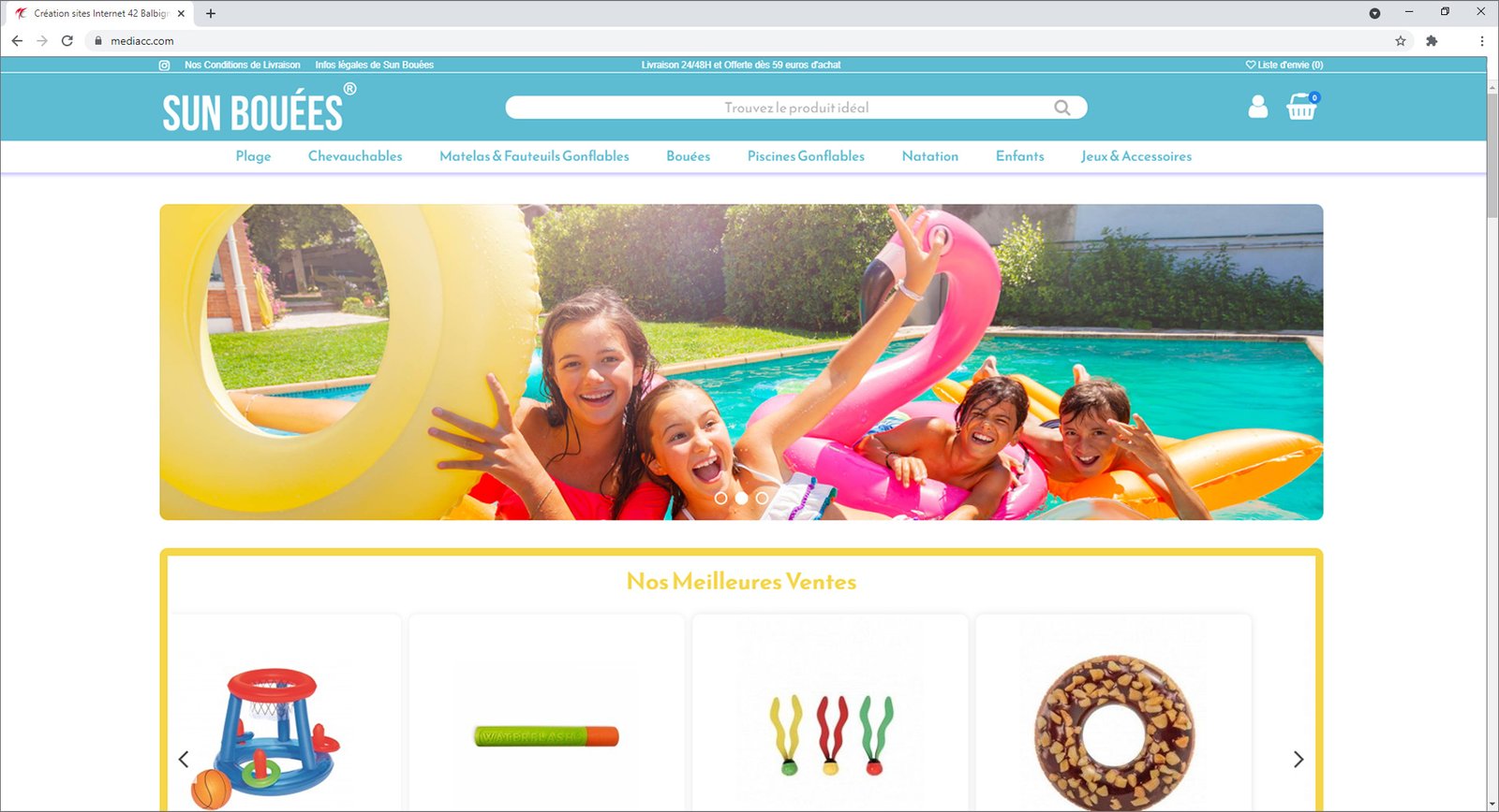 Création site Prestashop - Expert en développement de boutique en ligne Sun Bouées réalisée sous Prestashop
