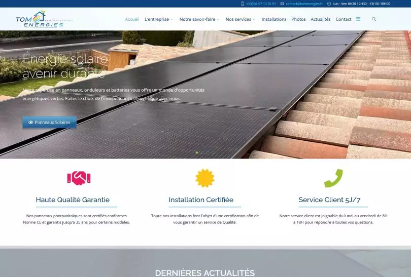 Création d'un site Joomla pour le client Tom Energies le spécialiste Energie Solaire et autoconsommation dans la Loire