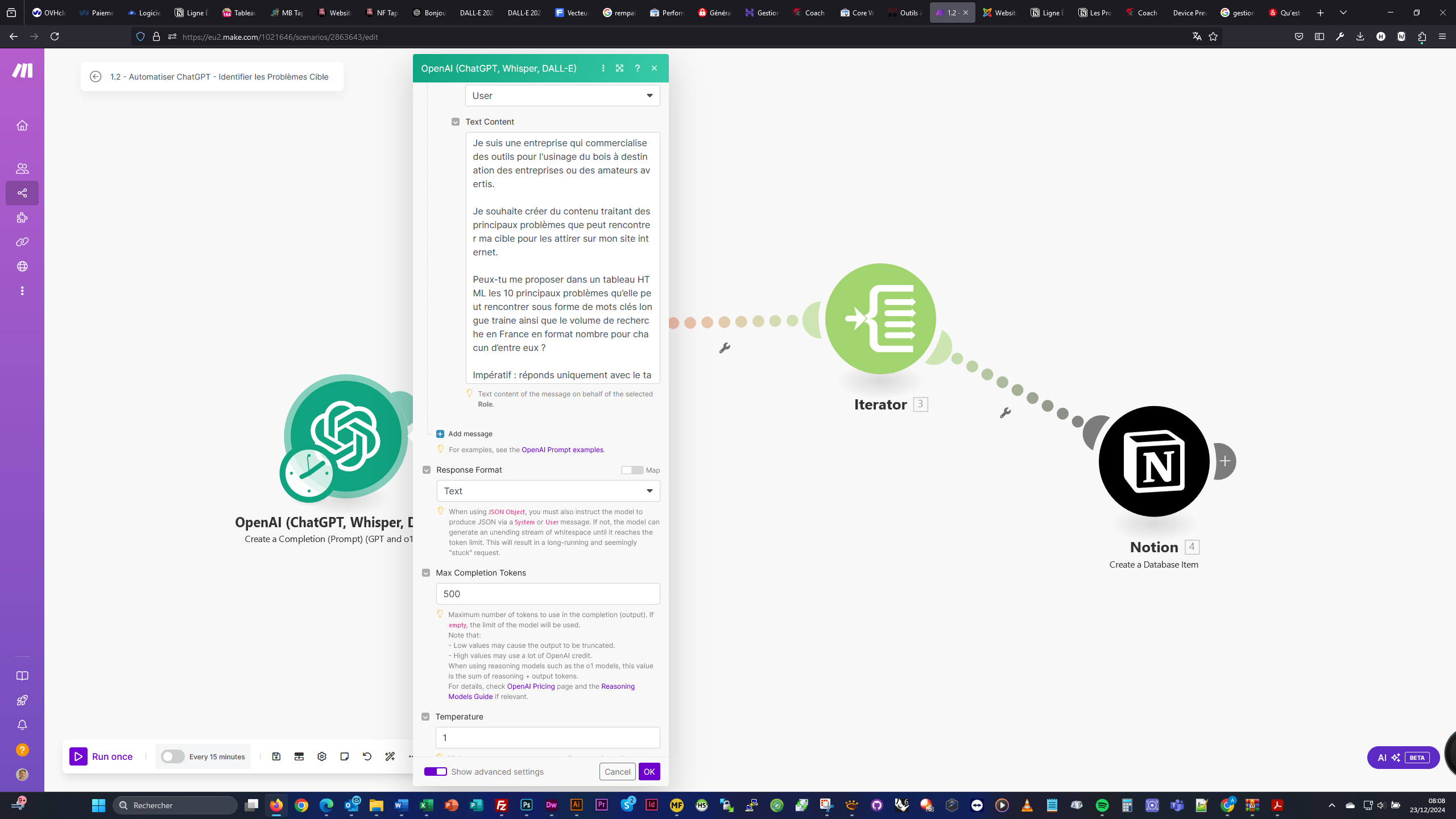 Créer une liason ChatGPT sous Make pour automatiser la génération de contenus