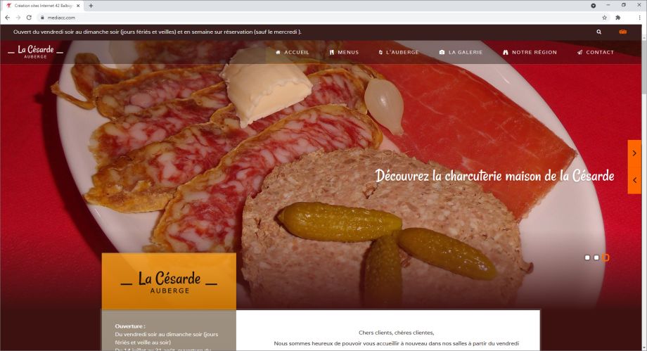Création de site internet pour un restaurant Loire auberge de la césarde