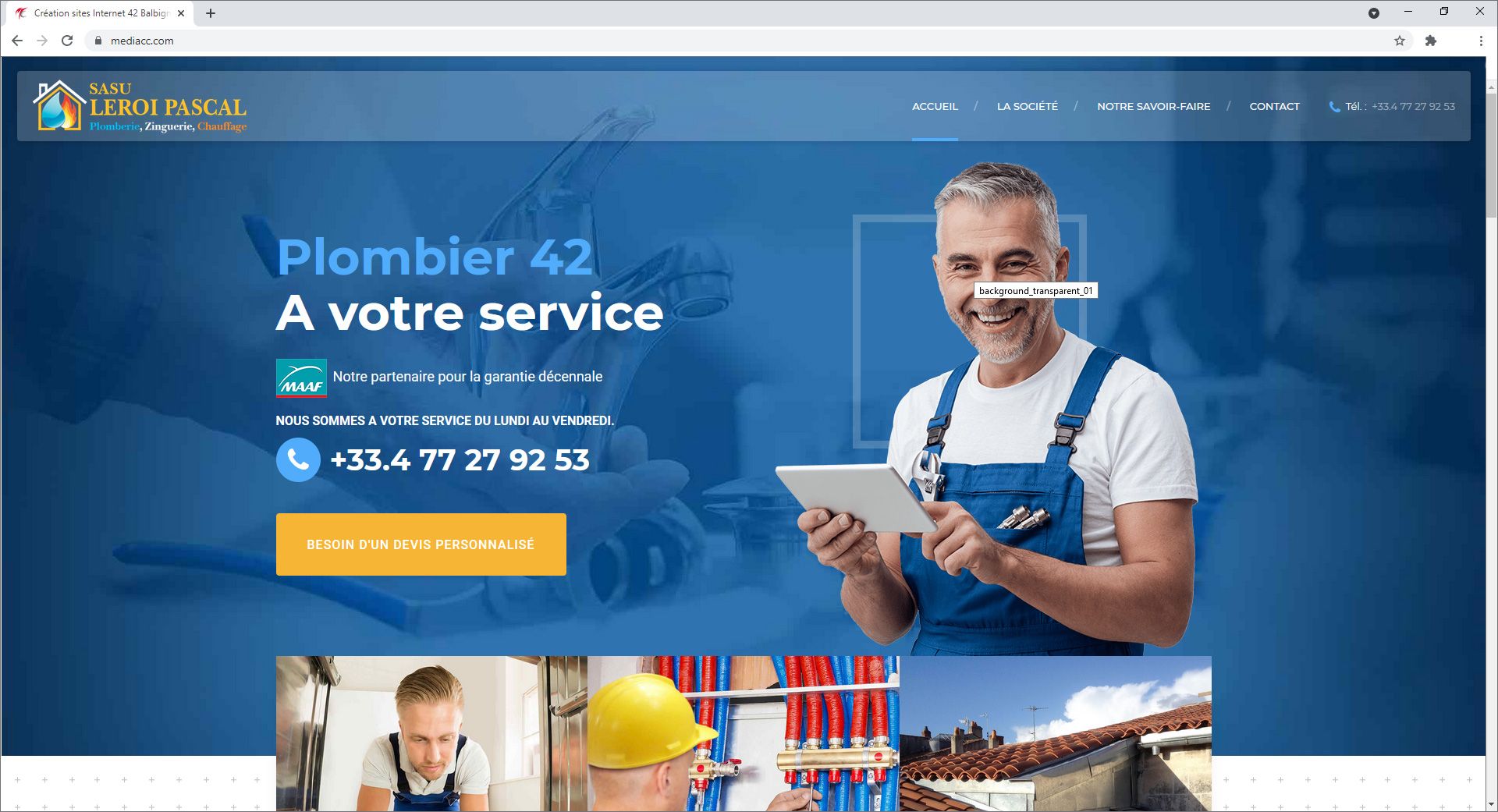Création du site Plombier 42 réalisé sous WordPress