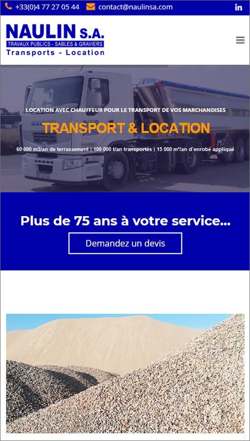 Création de site Joomla Naulin SA - Travaux publics, sables et gravière