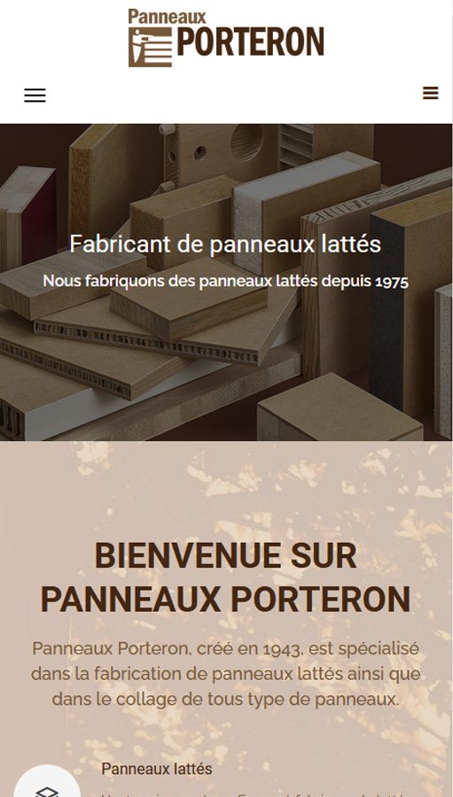 Création de site sur mesure Panneaux Porteron - Fabricant français de panneaux lattés bois