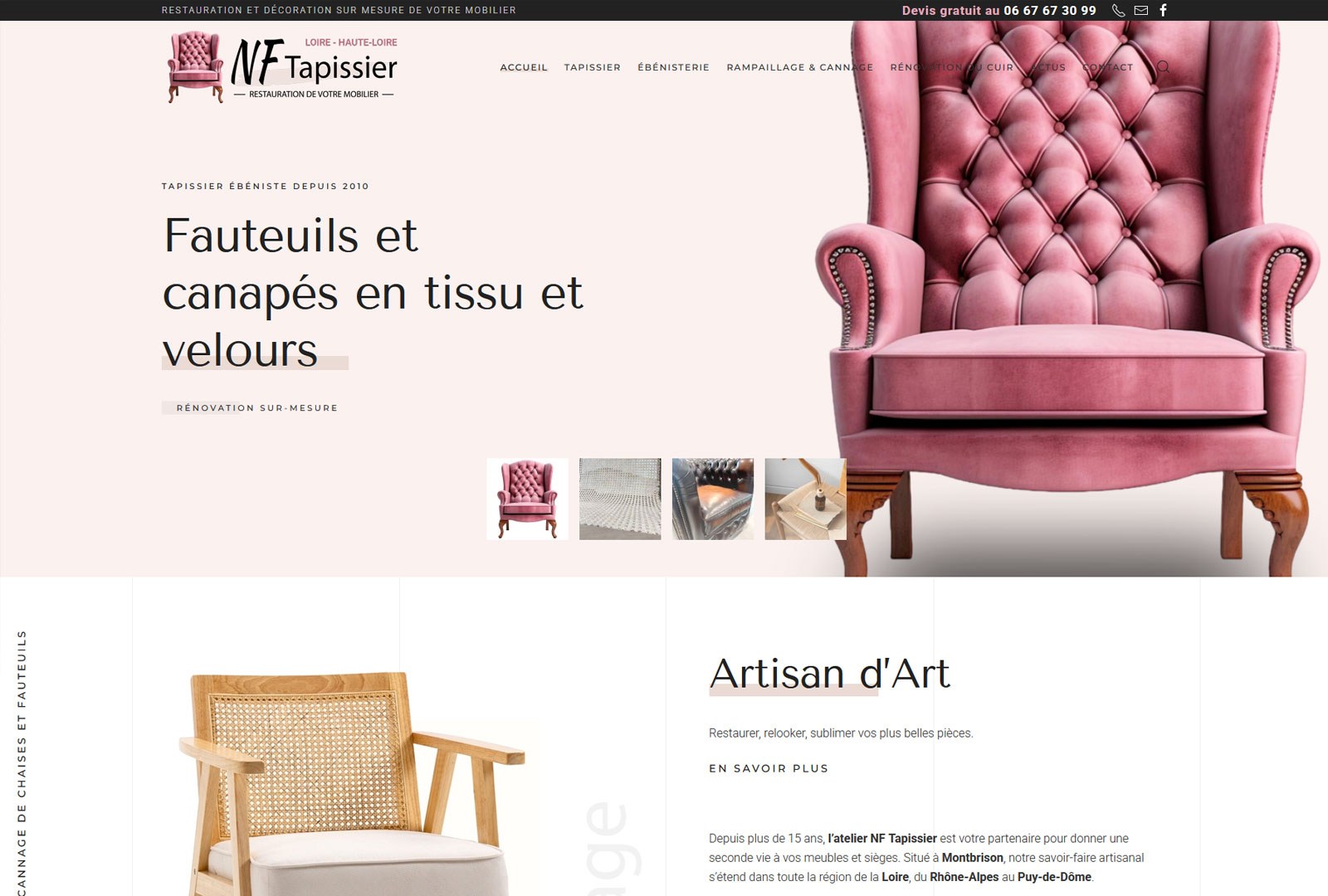 Création site WordPress pour NF-Tapissier