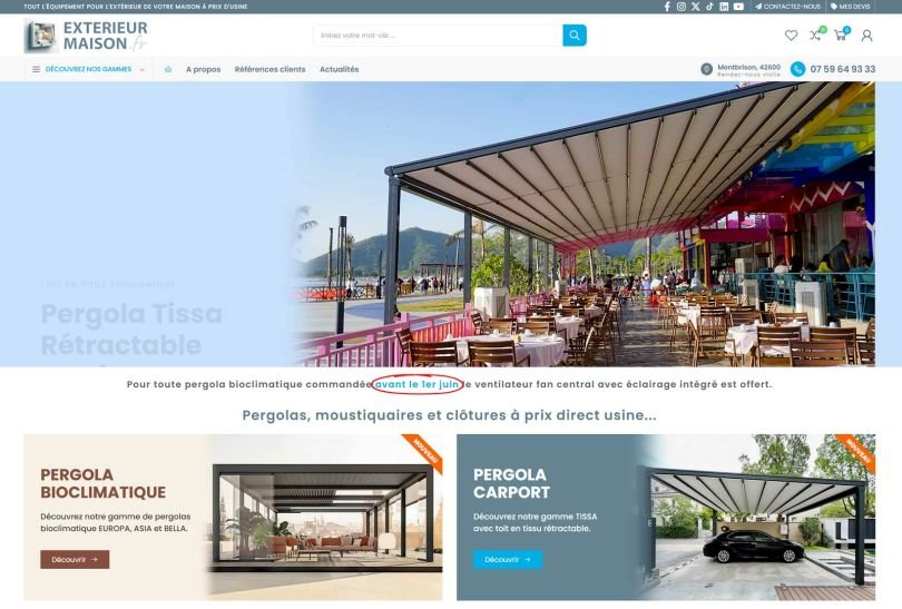 Création d'un site PrestaShop pour la société Extérieur Maison à Montbrison (42)
