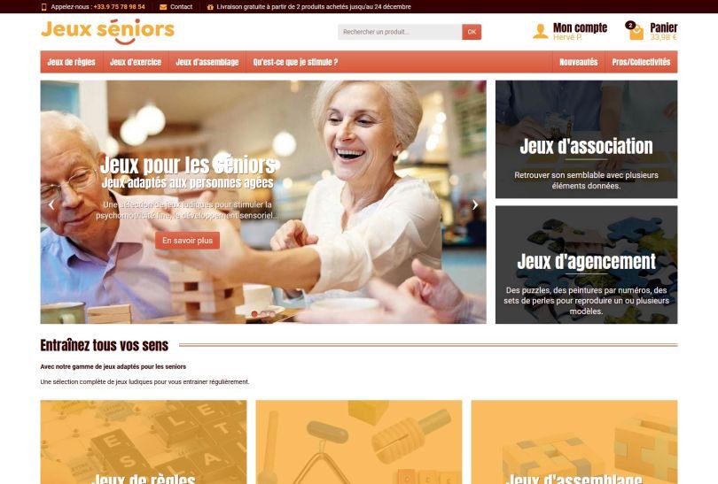 Création d'un site Prestashop 1.7.X pour le spécialiste des jeux pour les personnes âgées - Jeux Séniors