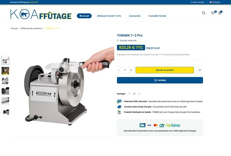 Création d'un site PrestaShop pour le client KOAffûtage par Koatools